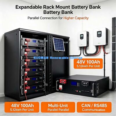 Batterie LiFePO4 directe 48V 100Ah à montage en rack pour système d'armoire solaire domestique et commerciale