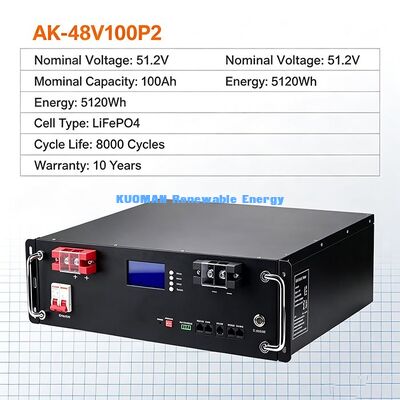 Batterie 48V 100Ah 19 pouces Montable en Rack 5,12 kWh pour Salle Serveur UPS Alimentation de Secours